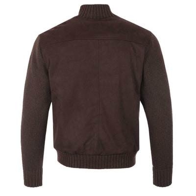 Seinse Faux Suede Zip Knit Jacket in Moro Brown Back