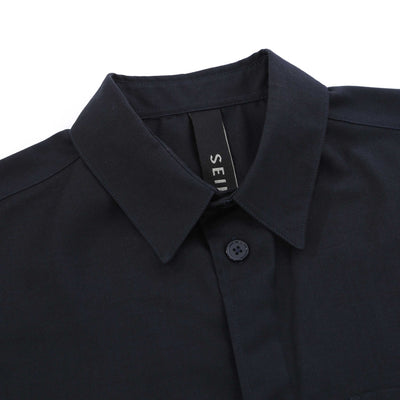 Seinse Stretch Overshirt in Navy Collar