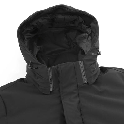 Seinse Zip Thru Hooded Tech Knit Jacket in Black Hood