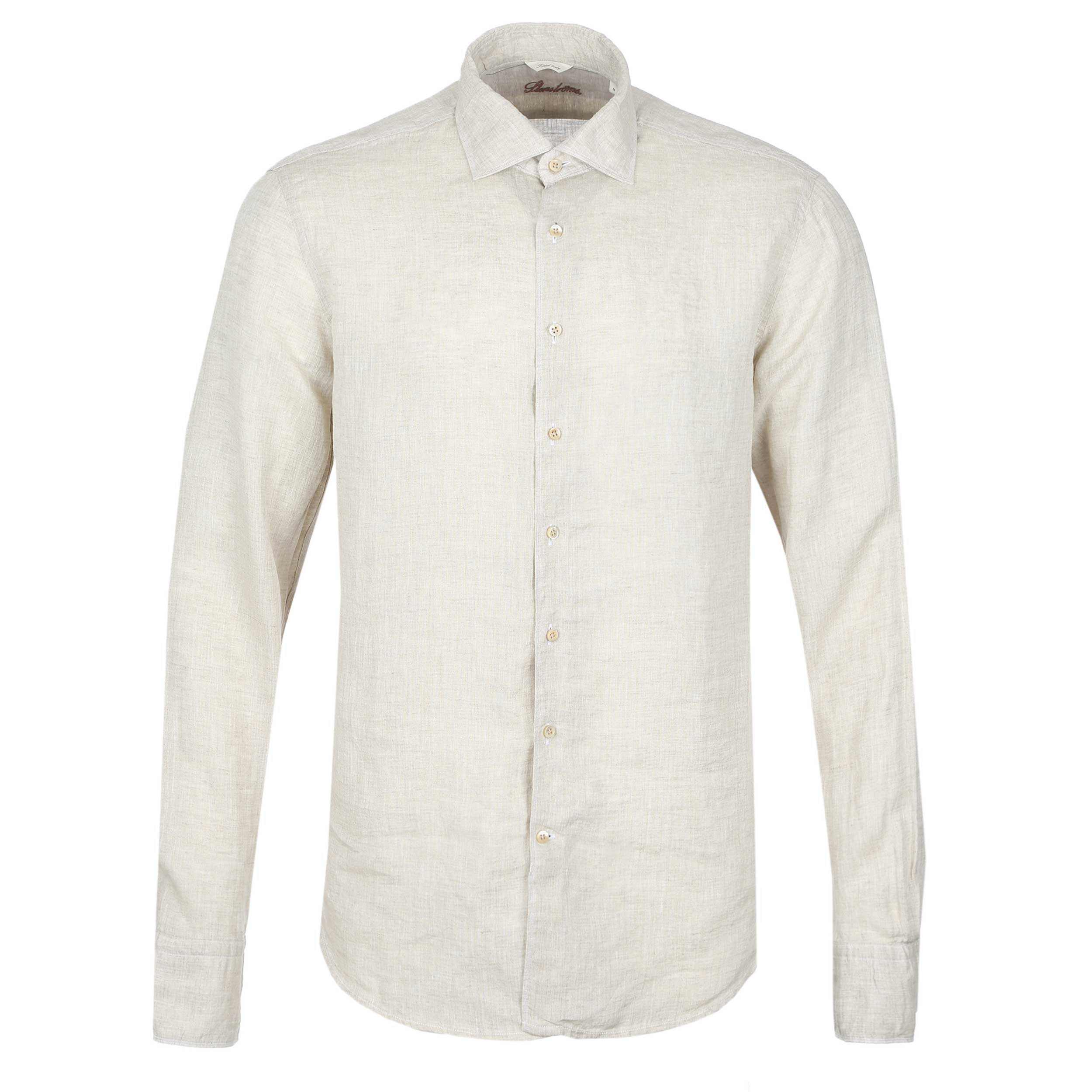 Stenstroms Fitted Body Linen Shirt in Light Beige