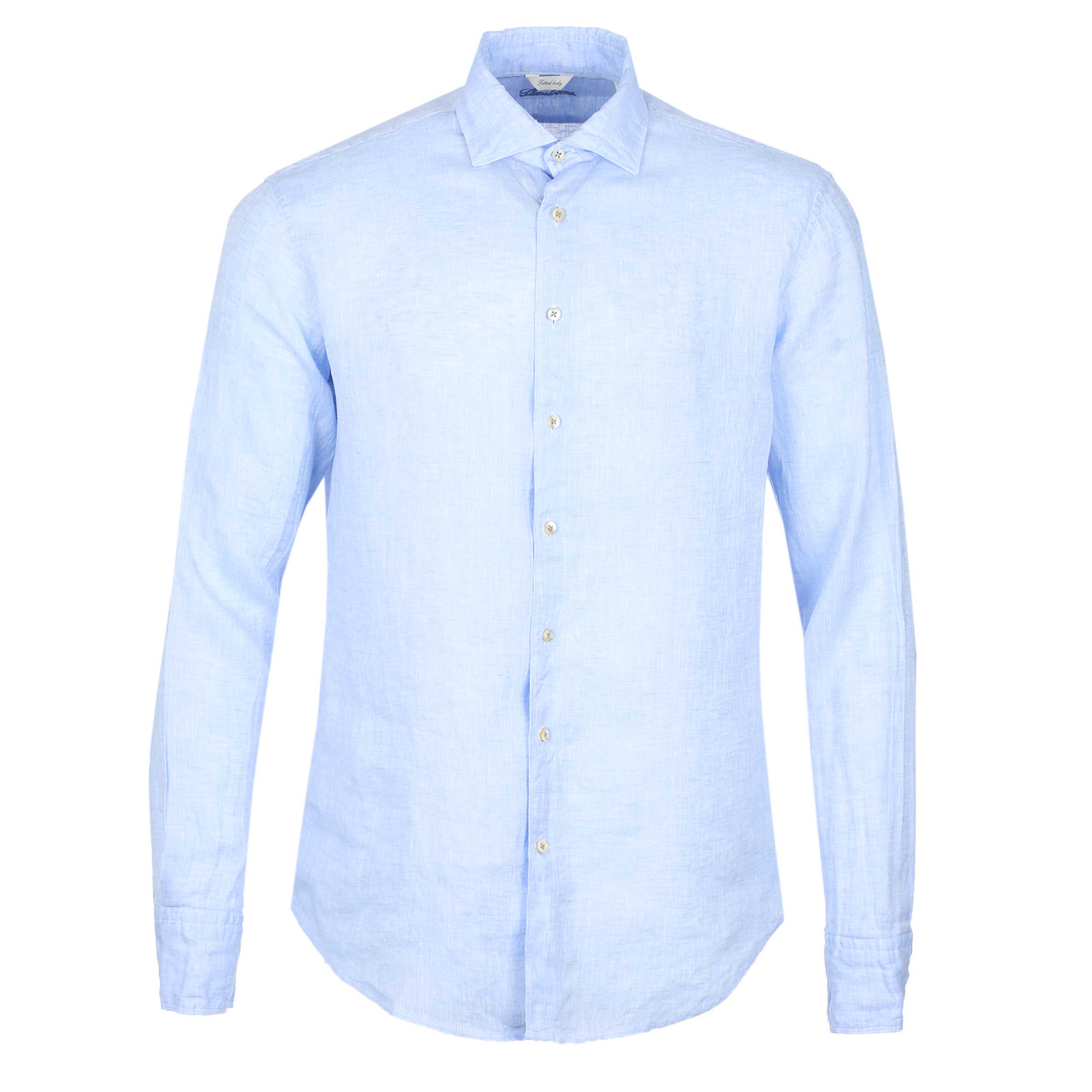 Stenstroms Fitted Body Linen Shirt in Light Blue