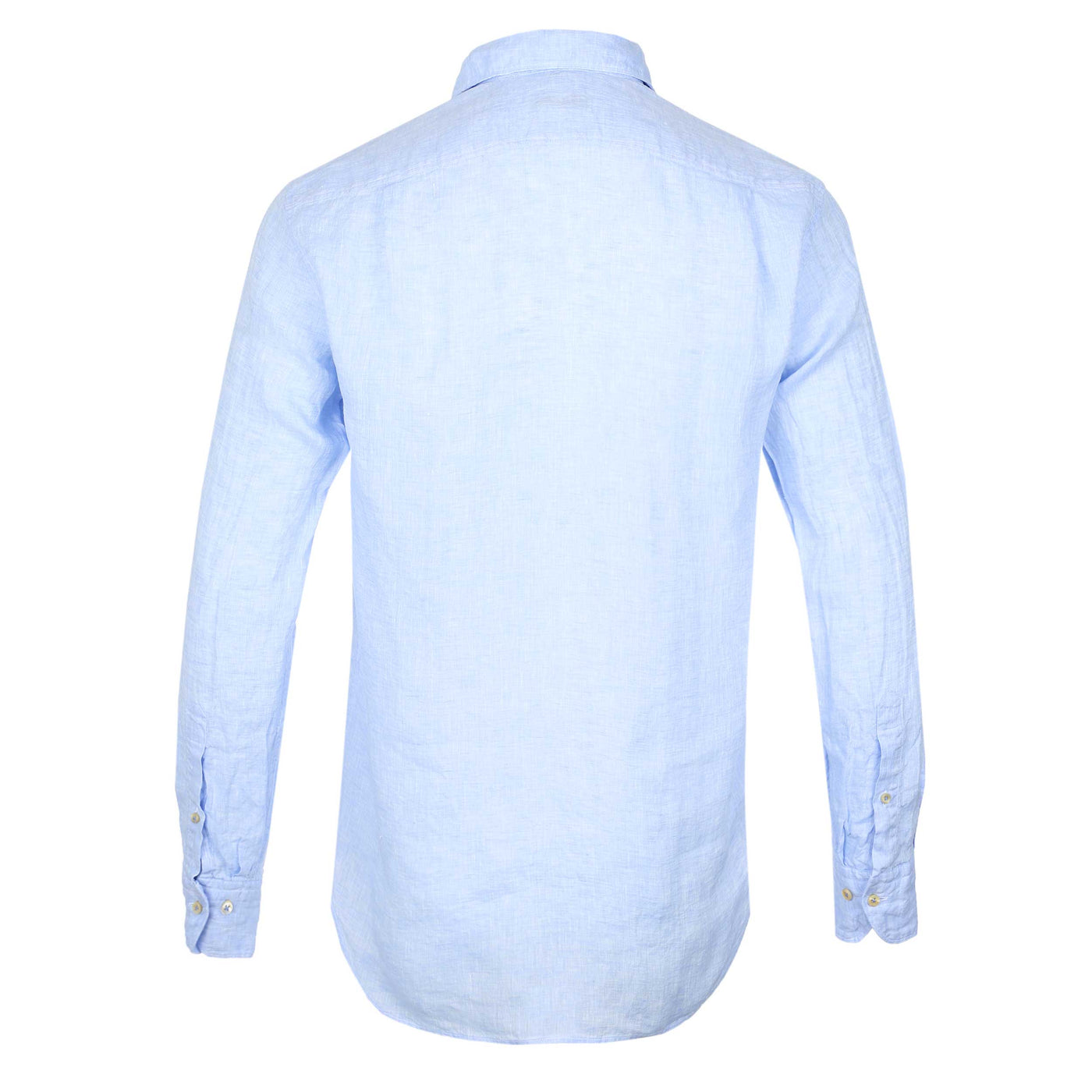 Stenstroms Fitted Body Linen Shirt in Light Blue Back
