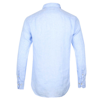 Stenstroms Fitted Body Linen Shirt in Light Blue Back