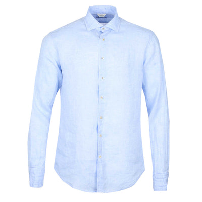 Stenstroms Fitted Body Linen Shirt in Light Blue