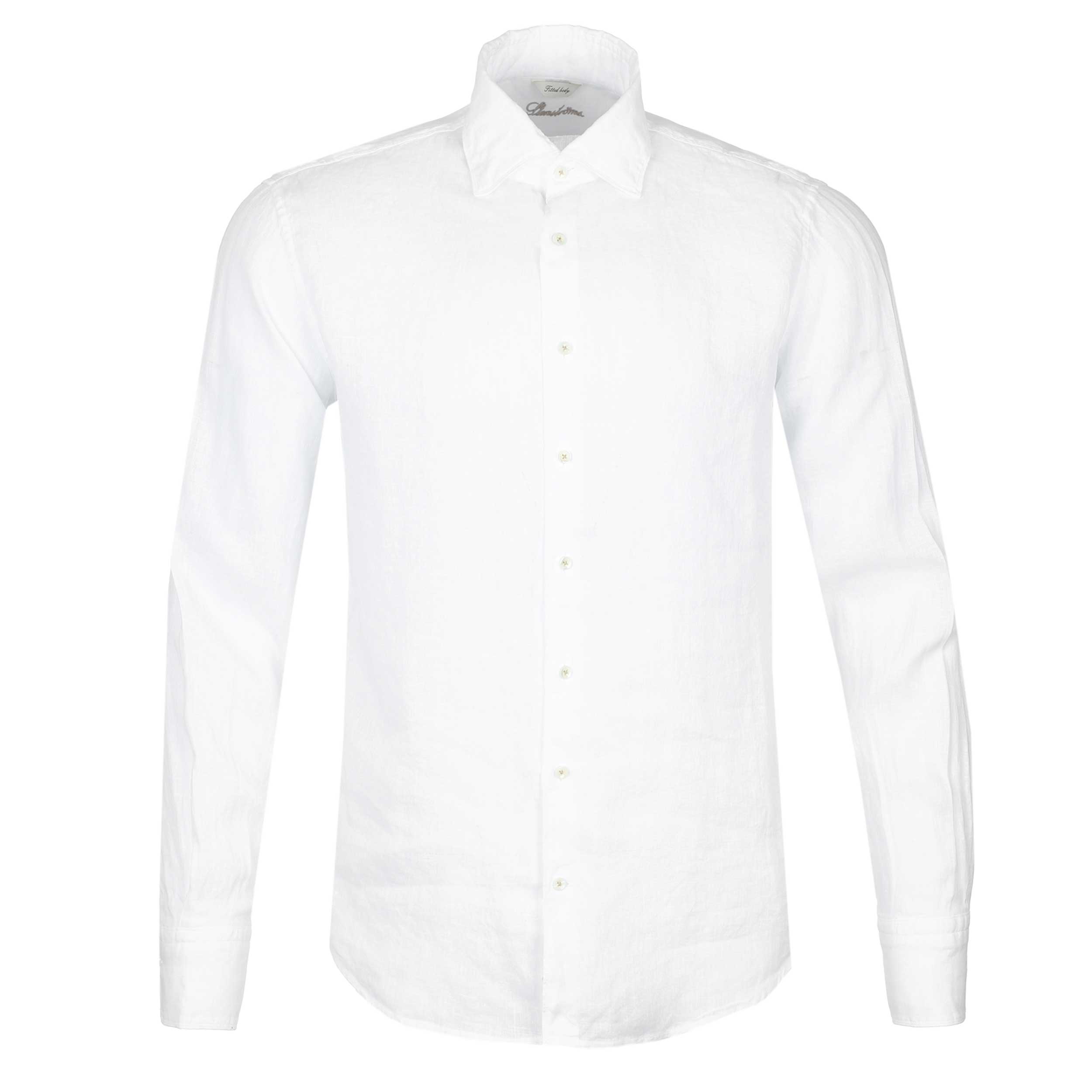 Stenstroms Fitted Body Linen Shirt in White