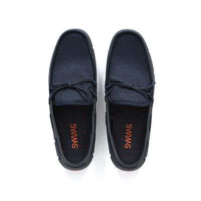 Swims Braided Lace Loafer Shoe in Navy Birdseye