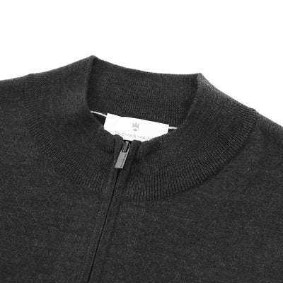 Thomas Maine 1/4 Zip Knitwear in Charcoal Neck