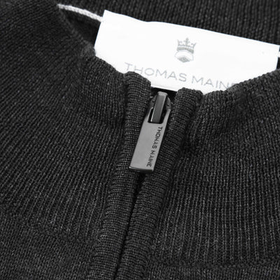 Thomas Maine 1/4 Zip Knitwear in Charcoal Zip