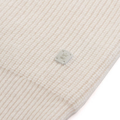 Thomas Maine 1/4 Zip Lambs Wool Knitwear in Cream Logo Badge