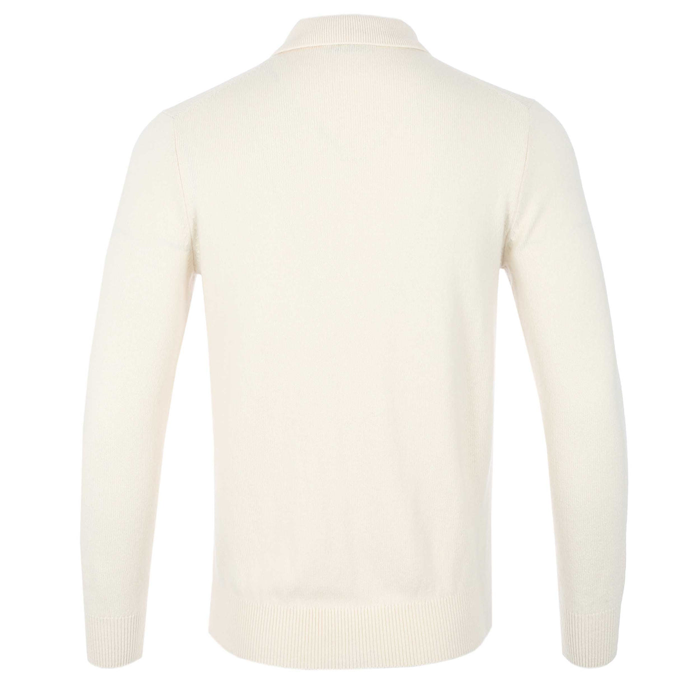 Thomas Maine 2 Button Lambs Wool Knit Polo in Cream Back