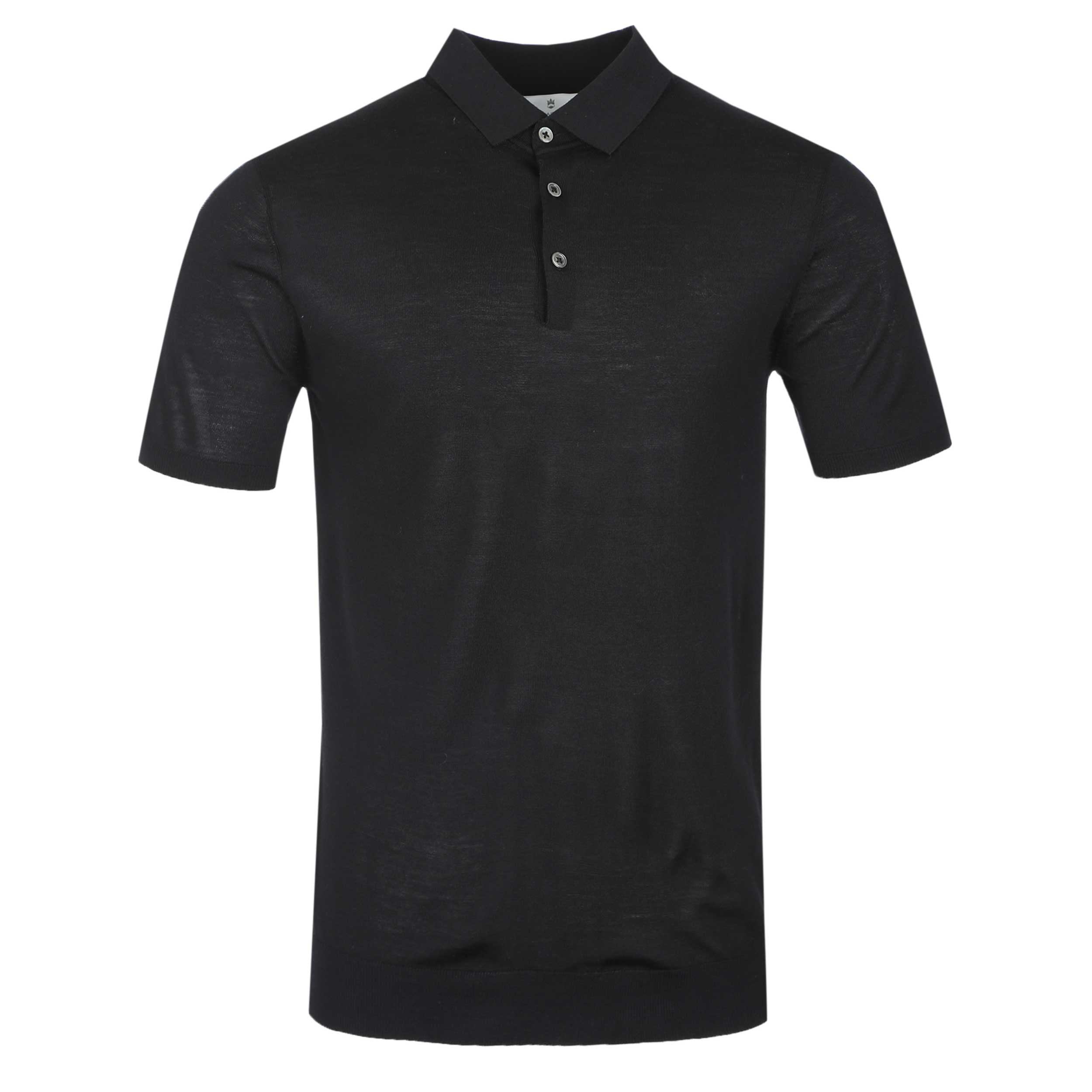 Thomas Maine 3 Button Knit Polo Shirt in Black