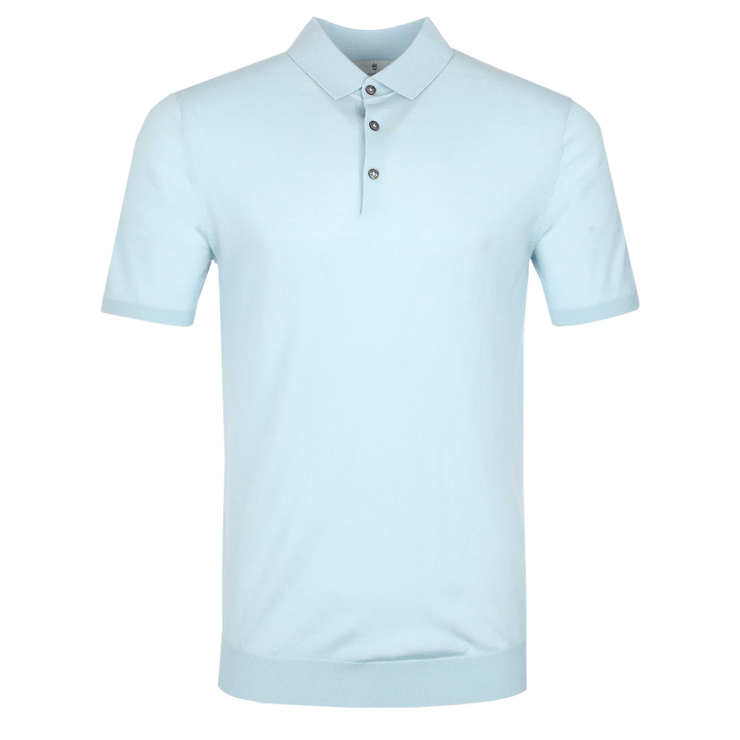 Thomas Maine 3 Button Knit Polo Shirt in Sky Blue