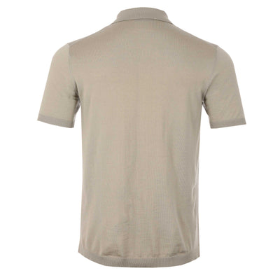 Thomas Maine Button Thru Knitted Polo in Beige Back