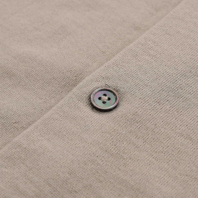 Thomas Maine Button Thru Knitted Polo in Beige Button