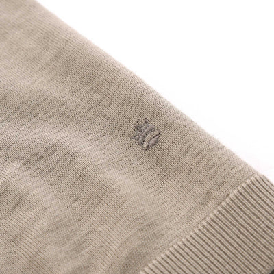 Thomas Maine Button Thru Knitted Polo in Beige Logo