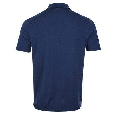 Thomas Maine Merino Zip Knit Polo in Royal Blue Back