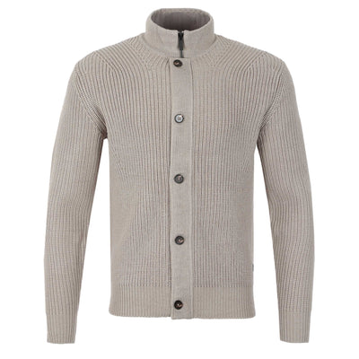 Thomas Maine Zip Thru Button Cardigan Knitwear in Beige