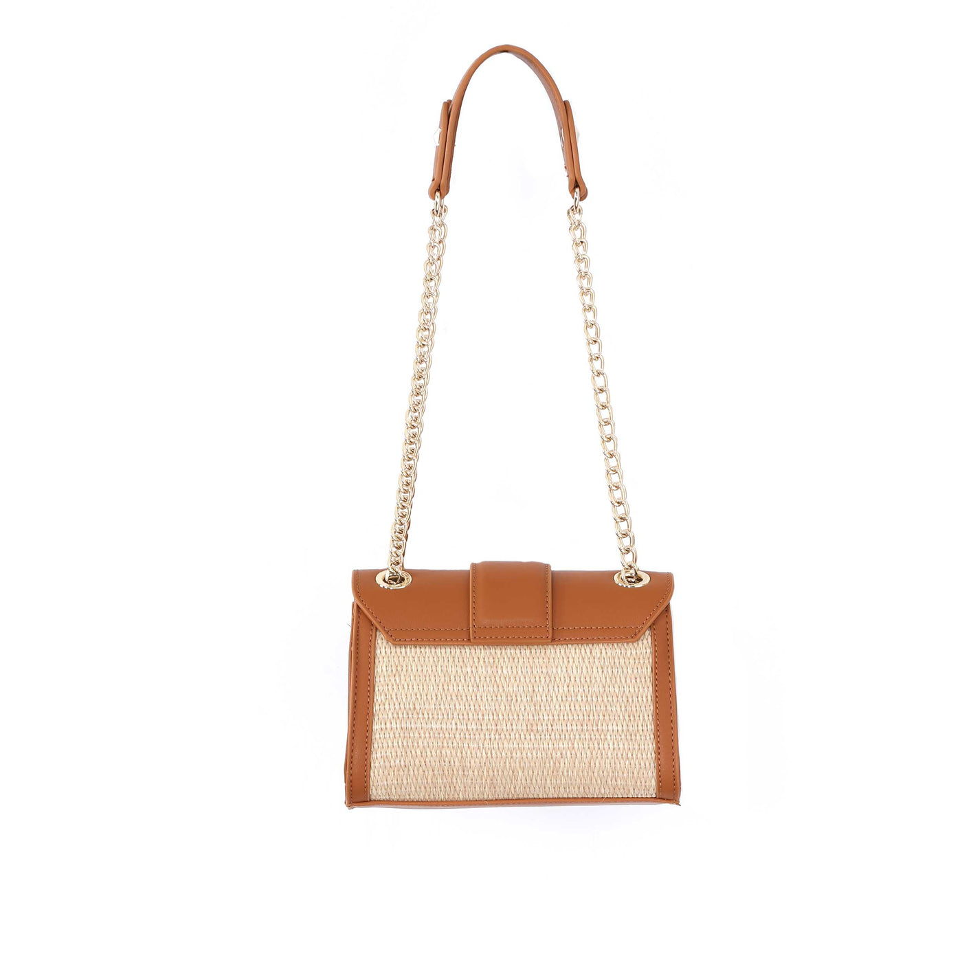 Valentino Bags Tribeca Ladies Shoulder Bag in Natural & Tan Back