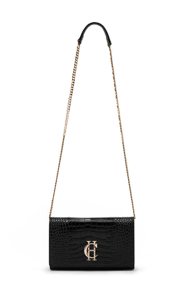 Holland Cooper Highbury Clutch Bag in Black Gold Front