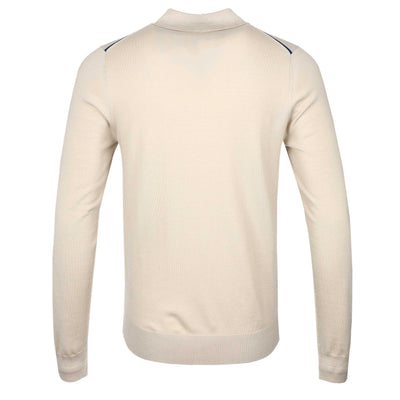 Paul Smith 4 Button LS Polo Knitwear in Beige Back