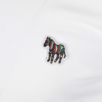 Paul Smith Zeb Badge Slim Fit Polo Shirt in White Logo Badge