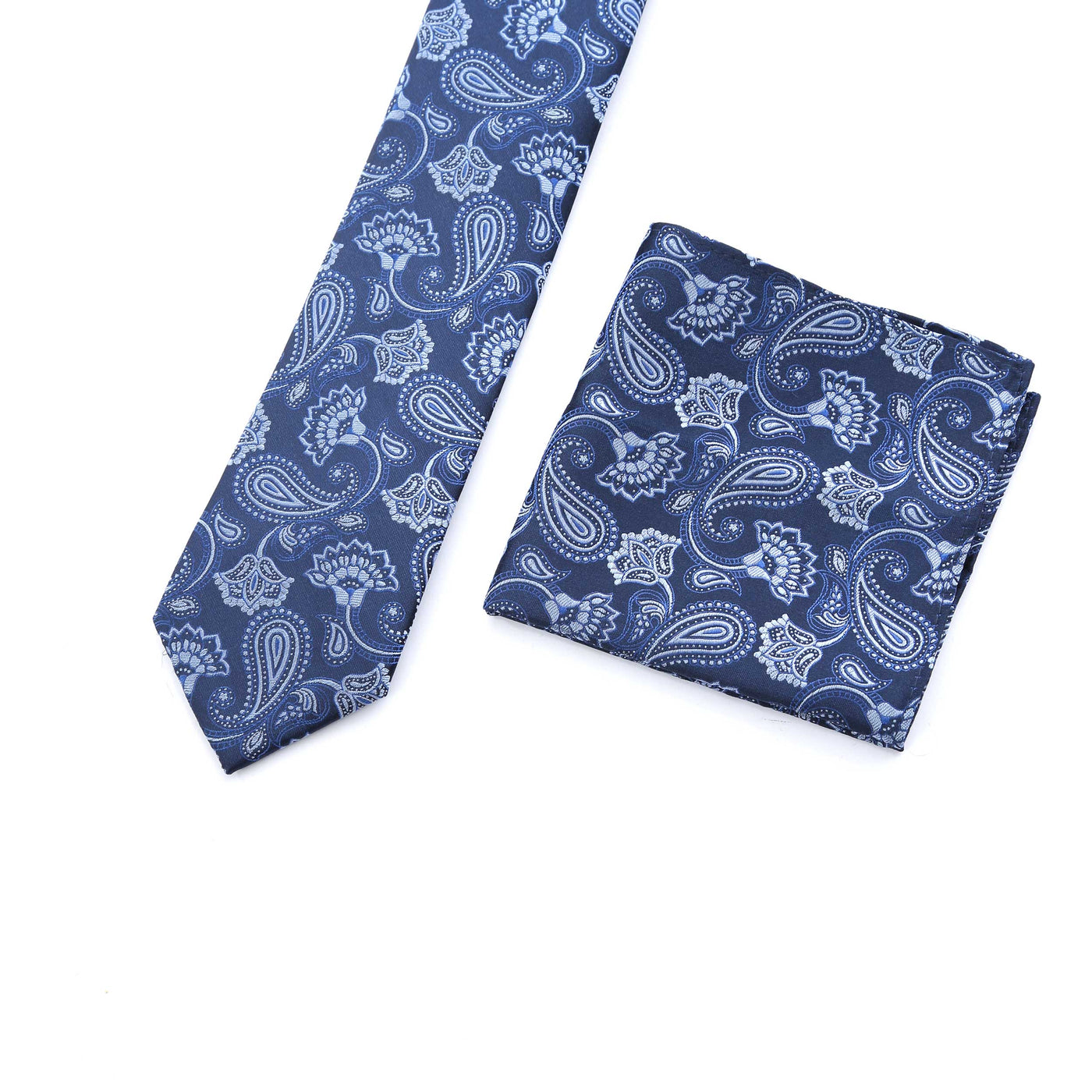 Remus Uomo Paisley Tie & Hank Set in Navy