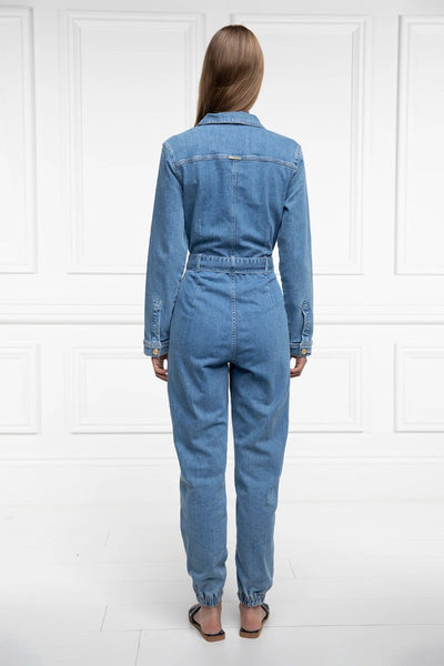 Holland Cooper Denim Jumpsuit in Vintage Indigo Model Back