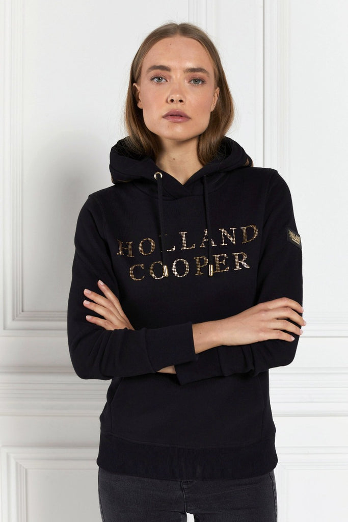 Holland Cooper Essential Hoodie in Black Gold Holland Cooper Norton Barrie