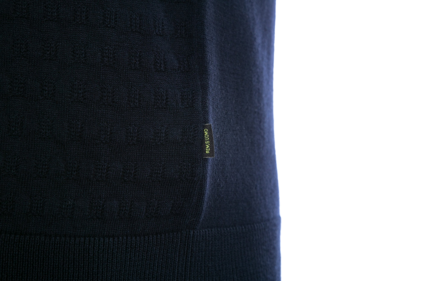Remus Uomo Knitted Zip Polo Shirt in Navy