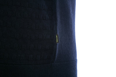 Remus Uomo Knitted Zip Polo Shirt in Navy